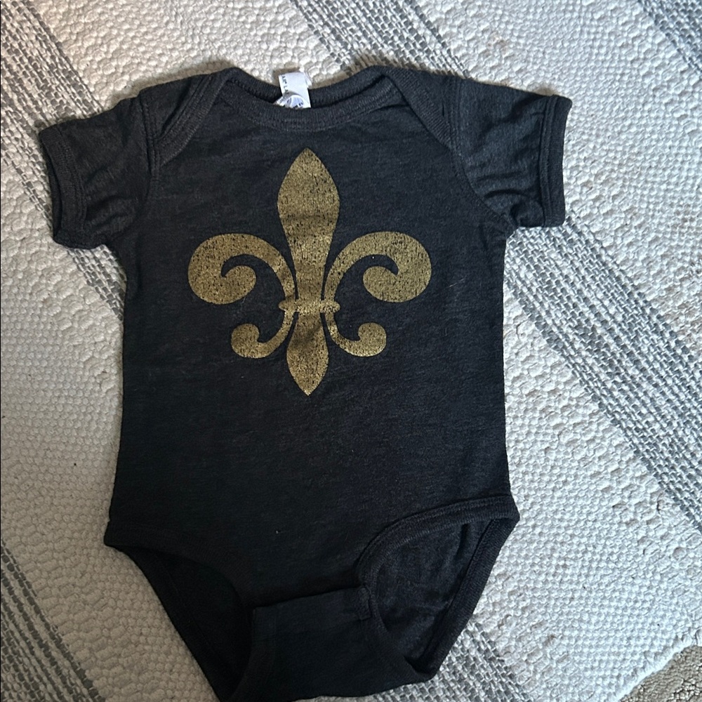 Rabbit Skins Black and Gold Fleur-de-Lis Bodysuit